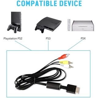 จัดส่งรวดเร็ว1.8M Gamepad สาย AV ถึง 3 RCA PS1 PS2 PS3 Gamepad Audio Video Game Cable สําหรับ PlayStation คอนโซลสายไฟ
