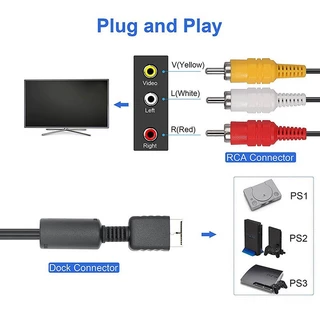 จัดส่งรวดเร็ว1.8M Gamepad สาย AV ถึง 3 RCA PS1 PS2 PS3 Gamepad Audio Video Game Cable สําหรับ PlayStation คอนโซลสายไฟ