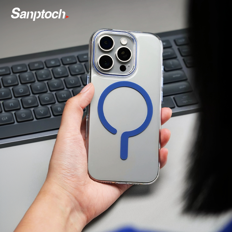 Sanptoch สําหรับแม่เหล็กคริสตัลใส Slim เคสโทรศัพท์สําหรับ iPhone 16 / 15 / 14 / 13 / 12 Pro Max โปร่งใส Non-yellowing Hard Cover สําหรับ iPhone 16 Pro Max PC บางป้องกันปลอก