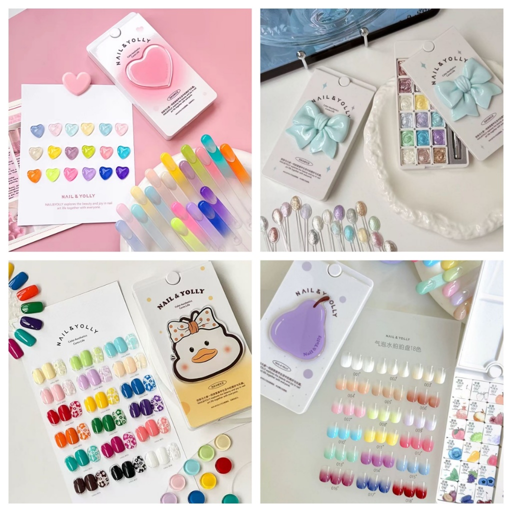 Nail&Yolly 18สี เล็บเจล 1ชิ้น /มี 4 รุ่นให้เลือก 18-square series หลากสี แถมพสร้างสรรค์ ฟองน้ําตกแต่งเล็บ