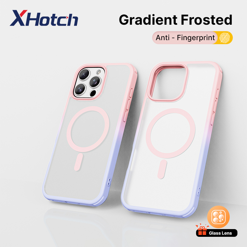 XHotch ผิวไล่ระดับสี-รู้สึกเคสโทรศัพท์แม่เหล็กสําหรับiPhone 16 15 14 13 Pro Maxมันคุณสมบัติถุงลมนิรภัยป้องกันการชนกันและป้องกันลายนิ้วมือยกสําหรับปลอกกล้อง