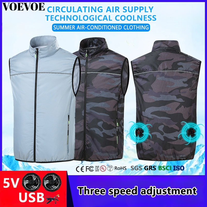 S-6XL เสื้อกั๊กพัดลมระบายความร้อนขนาด Plus สําหรับผู้ชายและผู้หญิง
