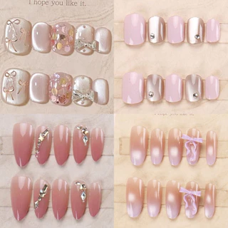 ใหม่Handmade 10 ชิ้นเล็บปลอมสั้นพร้อมการออกแบบตาแมว,การออกแบบของบรรเทาหยดน้ําเล็บปลอมด้วยเจลเยลลี่