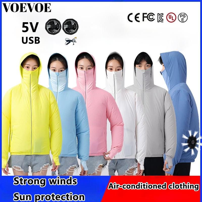 เสื้อแจ็คเก็ตแขนยาวบาง Unisex พร้อมพัดลม สำหรับชุดทำงาน