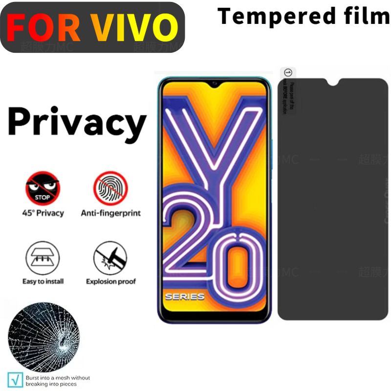 Anti-Peeping เต็มรุ่นสติกเกอร์แก้วสําหรับ Vivo Y21T Y22S Y77 Y55 Y76 Y15A Y33S Y33T Y12A Y20 Y20G Y5