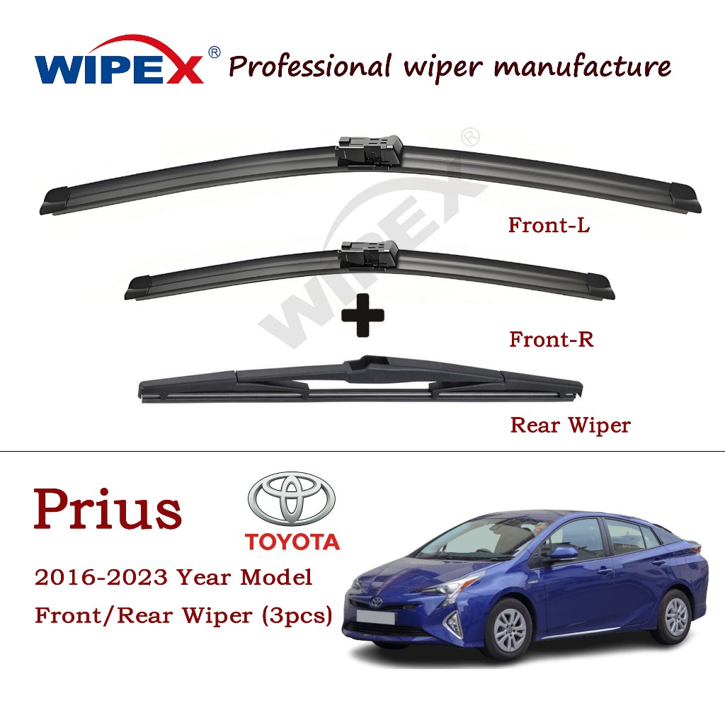 (ด้านหน้า/ด้านหลัง 3 ชิ้น) ใบปัดน้ําฝน Toyota Prius XW50 สําหรับ 2016 ถึง 2023 ปีรุ่น Toyota Prius C