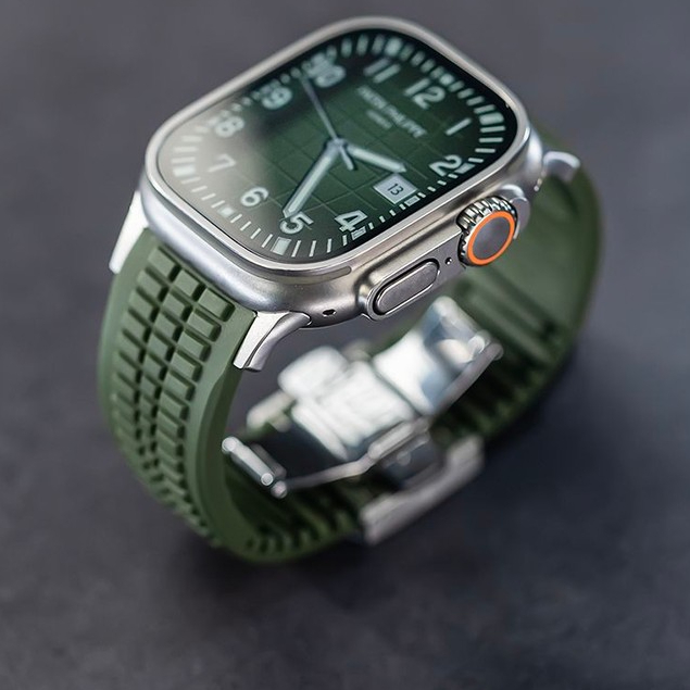 สีเขียวระเบิดสายรัดซิลิโคนประสิทธิภาพสูงสําหรับ Apple Watch Ultra 42/44/45/49/46 มม. i-watch Series Ultra/10/9/8/7/6/5/6/5/4/3/2/1