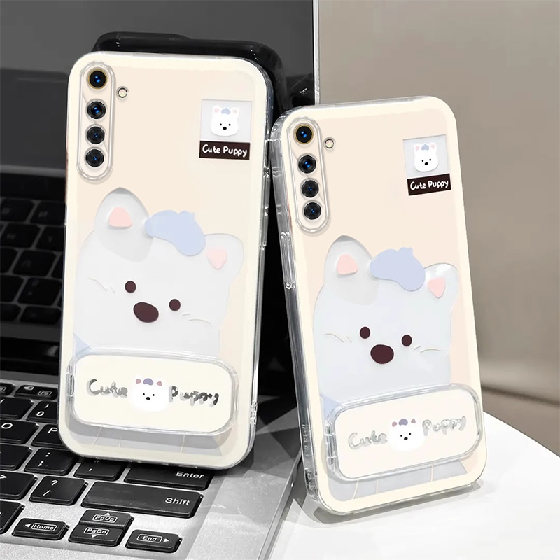 เคสสําหรับRealme 6 pro Realme 6 เคสโทรศัพท์SoftcaseซิลิโคนกันกระแทกClear Coverดีไซน์ใหม่ความงามสุนัขน่ารักพร้อมที่วางสําหรับกระจกTKXGDQZJ01