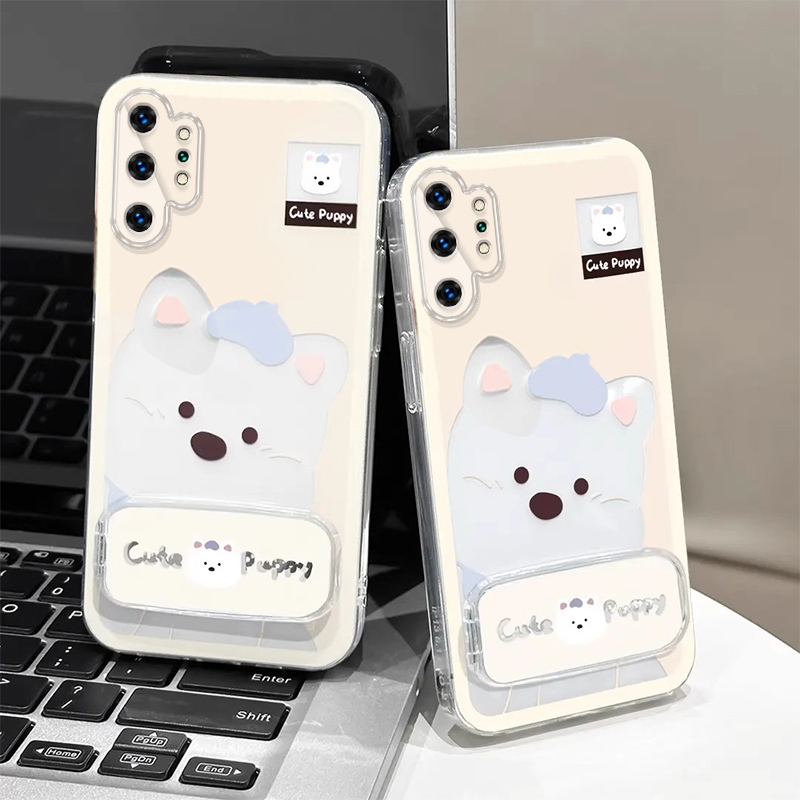 SAMSUNG เคสสําหรับSAMSUNG Note 10 plus Note 10 pro Note 10 Liteเคสโทรศัพท์SoftcaseซิลิโคนกันกระแทกClear Coverใหม่ออกแบบความงามสุนัขน่ารักพร้อมกระจกTKXGDQZJ01