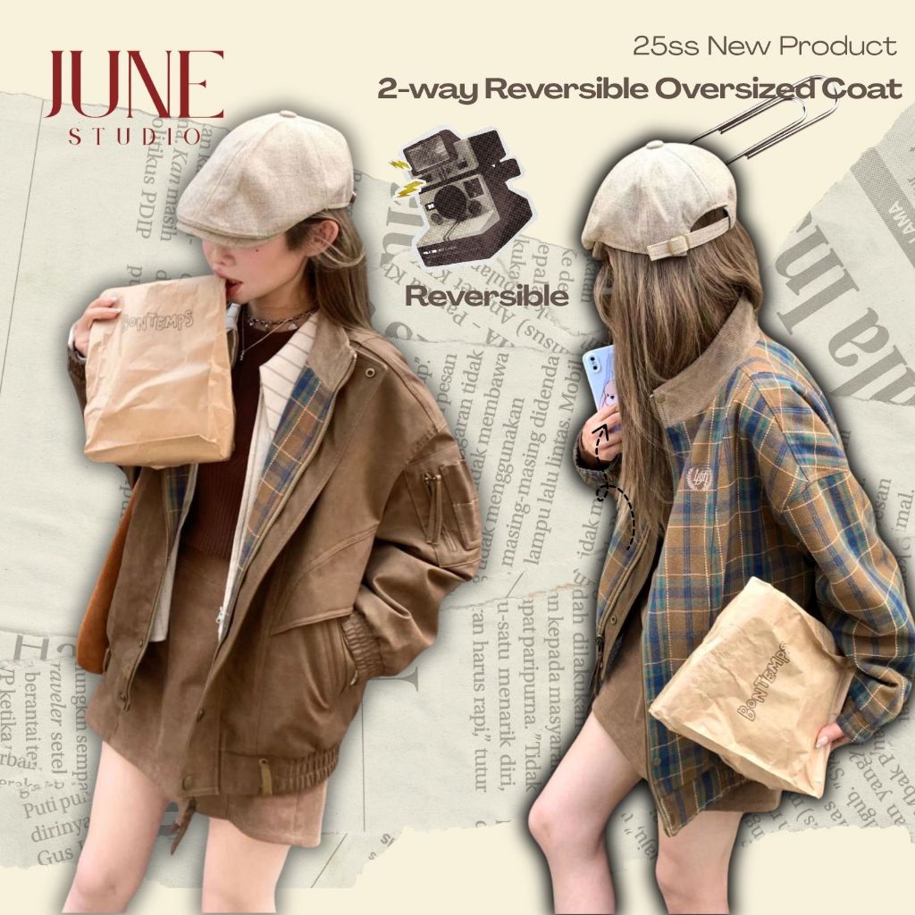 [June Studio] สวมสองทาง แจ็คเก็ตหลวม ดีไซน์เฉพาะตัว ไม่ซ้ำใคร