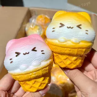 สกุชชี่ ​​ของเล่นเด้งกลับอย่างรวดเร็วหลังจากกดของเล่นกดไอศครีมลูกแมวน่ารัก