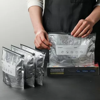 ถุงเก็บปิดผนึกอลูมิเนียมฟอยล์แบบใช้ซ้ําได้พร้อมซิป, 10 ชิ้น Stand-Up Sealable Freezer Pouchs, Freezer Snack Bag for Meat, ผัก, ผลไม้, อาหารทะเล, ขนมปัง