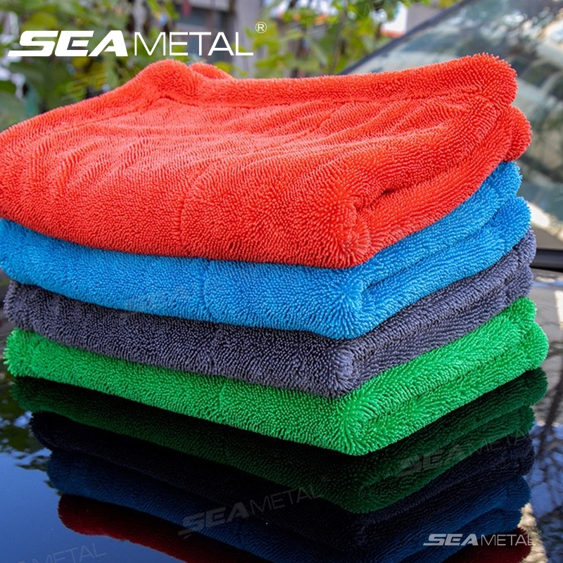 SEAMETAL ผ้าเช็ดรถ ผ้าไมโครไฟเบอร์ 1200GSM เกรดพรีเมี่ยม 60x90cm หนานุ่ม ซับน้ำไว แบบแห้งเร็ว เช็ดฝุ่น