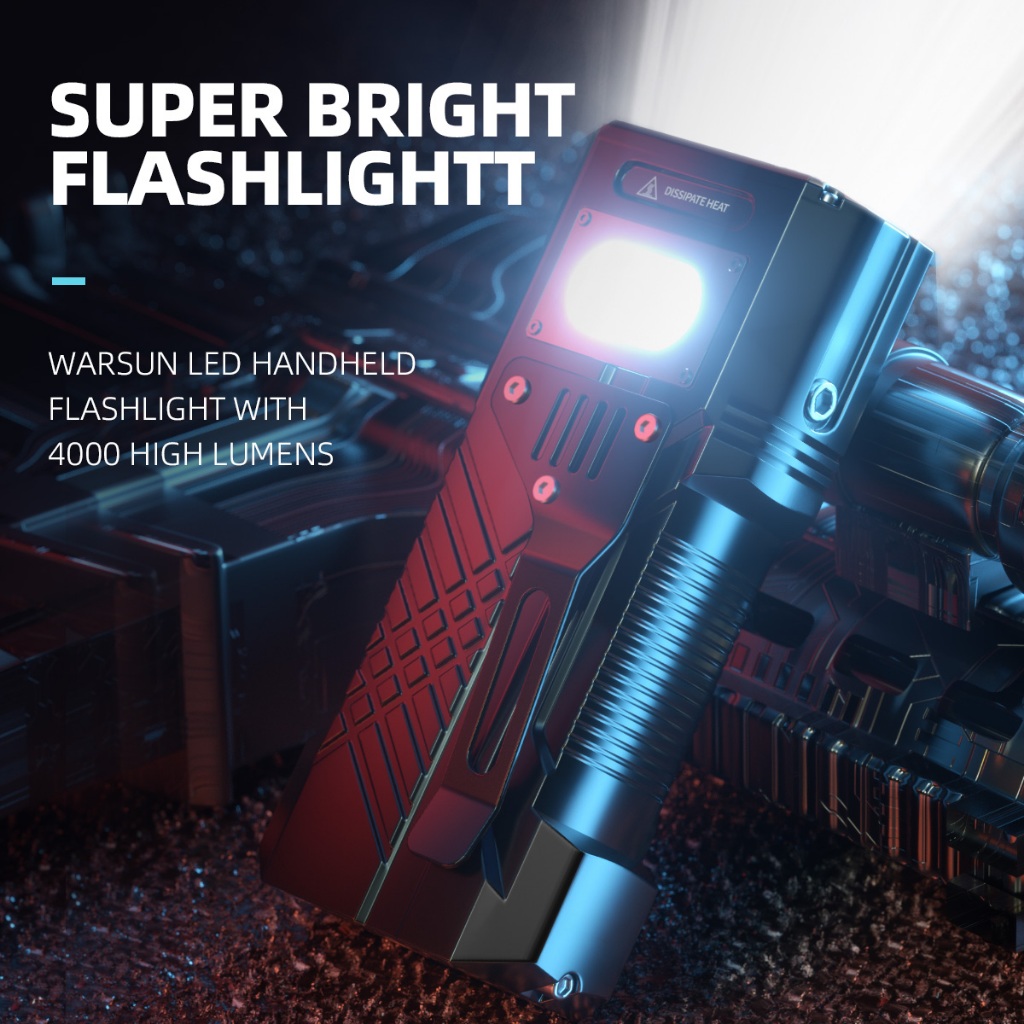 Warsun X609 ไฟแรงไฟฉายกลางแจ้งแบบชาร์จไฟได้แบบพกพา auto repair เว็บไซต์ไฟ LED ทํางาน