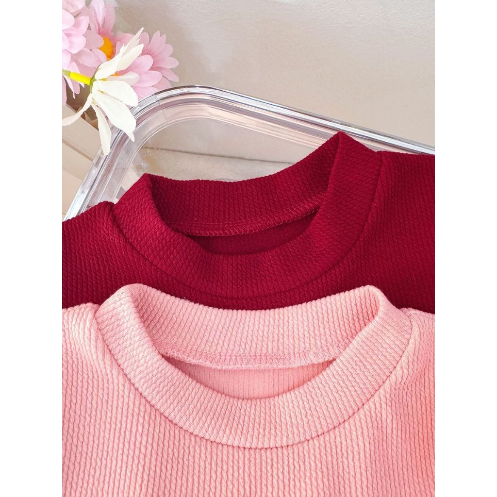 ฤดูใบไม้ผลิและฤดูใบไม้ร่วงใหม่ชุดเด็กผู้หญิง,สไตล์เกาหลีสีทึบชีฟองเด็กแขนยาวเสื้อผ้า+ผ้าคลุมไหล่ (9 เดือน -3 ปี) - รูปที่ 2