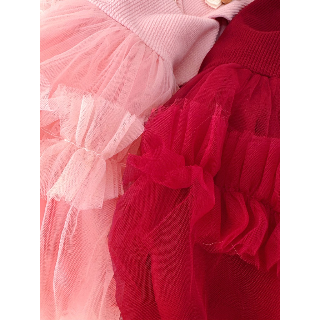 ฤดูใบไม้ผลิและฤดูใบไม้ร่วงใหม่ชุดเด็กผู้หญิง,สไตล์เกาหลีสีทึบชีฟองเด็กแขนยาวเสื้อผ้า+ผ้าคลุมไหล่ (9 เดือน -3 ปี) - รูปที่ 7