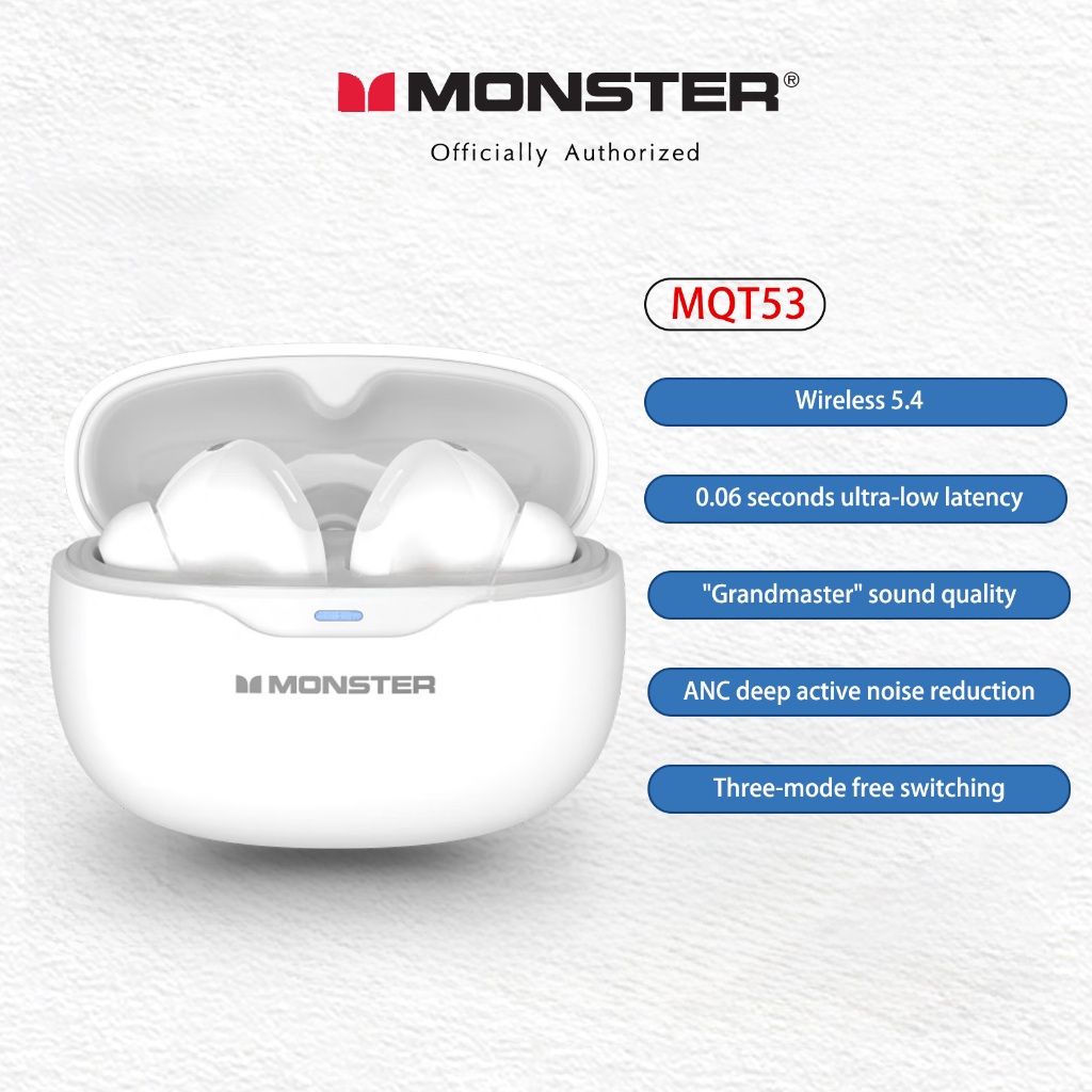 หูฟัง Monster MQT53 TWS ANC, BT 5.4, Deep Bass, เวลาเล่น 20 ชม.