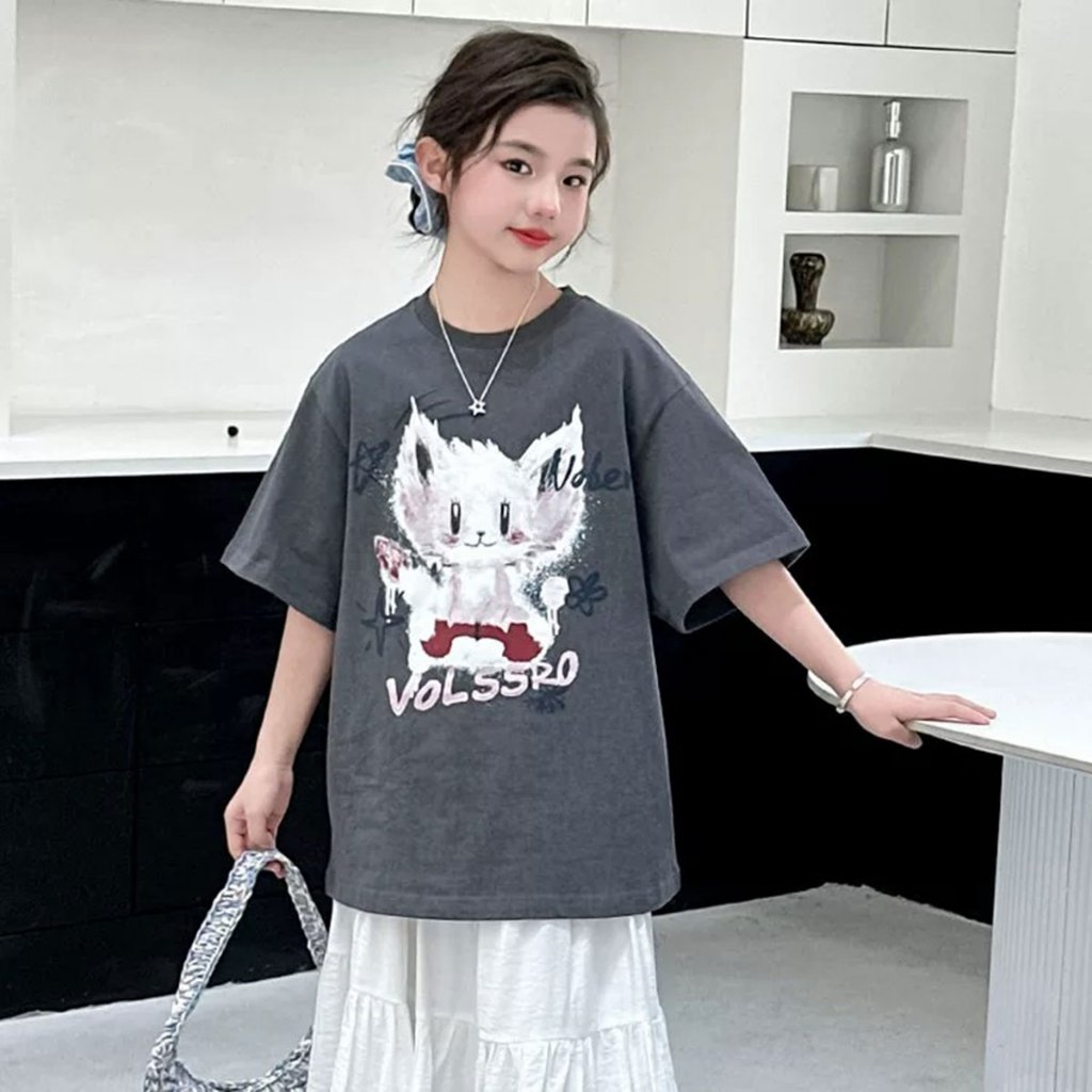 SweetKids พร้อมส่งจากกทม🌸เสื้อผ้าเด็กผญ🍓ชุดเซ็ตเด็กผู้หญิง แขนสั้น กระโปรงยาว ลายการ์ตูน แฟชั่นฤดูร้อน เย็นและระบายอากาศได้ดี - รูปที่ 5