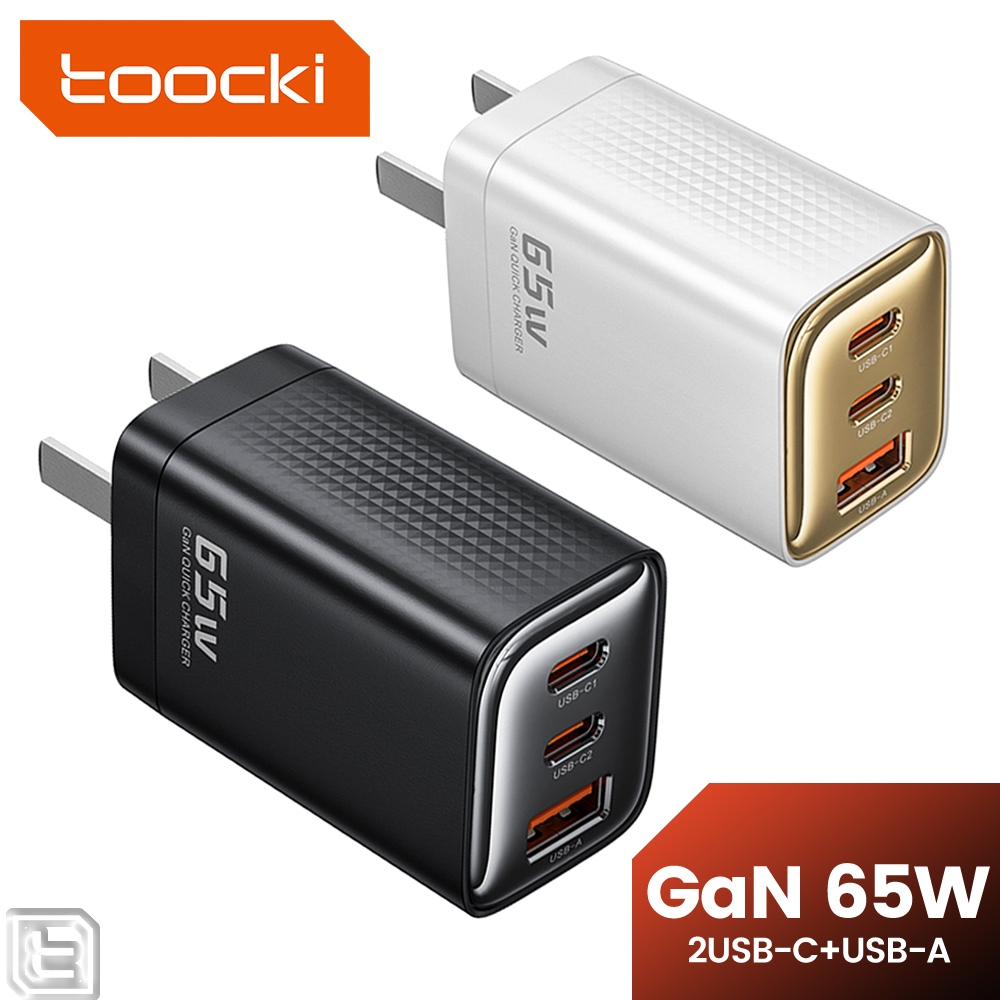 Toocki PD65W GAN Fast Charger สามพอร์ต USB Type C อะแดปเตอร์ QC3.0 30W Fast Charging Mini Travel Wall Adapter สําหรับ Samsung