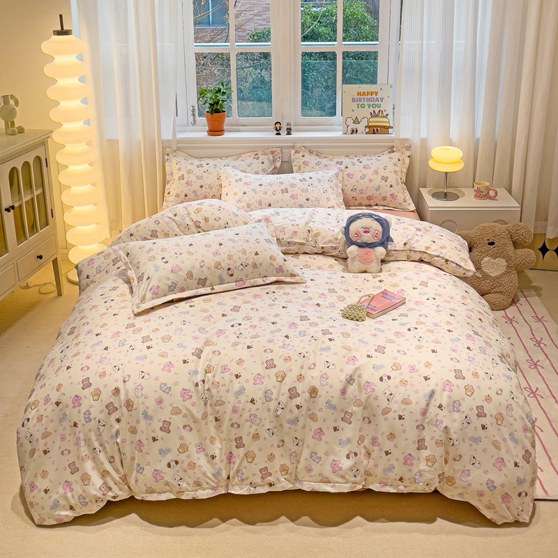 Abraca Dabra ชุดผ้าปูที่นอน 4 in 1 ชุดผ้าปูที่นอน + ปลอกผ้านวม + ปลอกหมอน (ไม่มีผ้าห่ม) 880TC พรีเมี่ยมสไตล์ญี่ปุ่นที่เป็นมิตรกับผิวง่ายตาข่าย 3 ฟุต/3.5 ฟุต/5 ฟุต/6 ฟุต