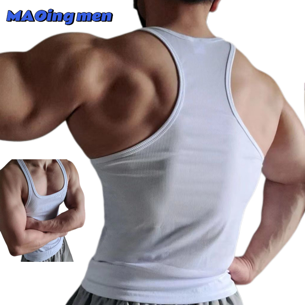 [MAOYINGMEN] เสื้อกั๊กรูปตัว I สไตล์อเมริกันSlim-Fit สำหรับชาย เหมาะสำหรับการออกกำลังกายและซับเหงื่อ