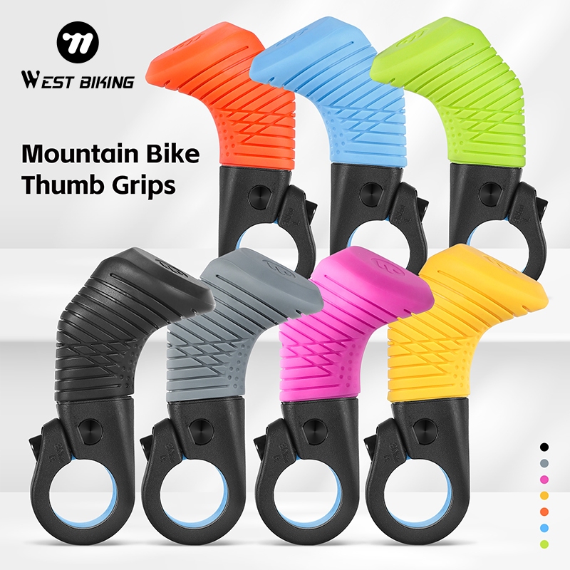 WEST BIKING 2Pcs ที่จับแฮนด์เสือหมอบและกันลื่นพร้อมที่พักนิ้วหัวแม่มือสำหรับจักรยาน