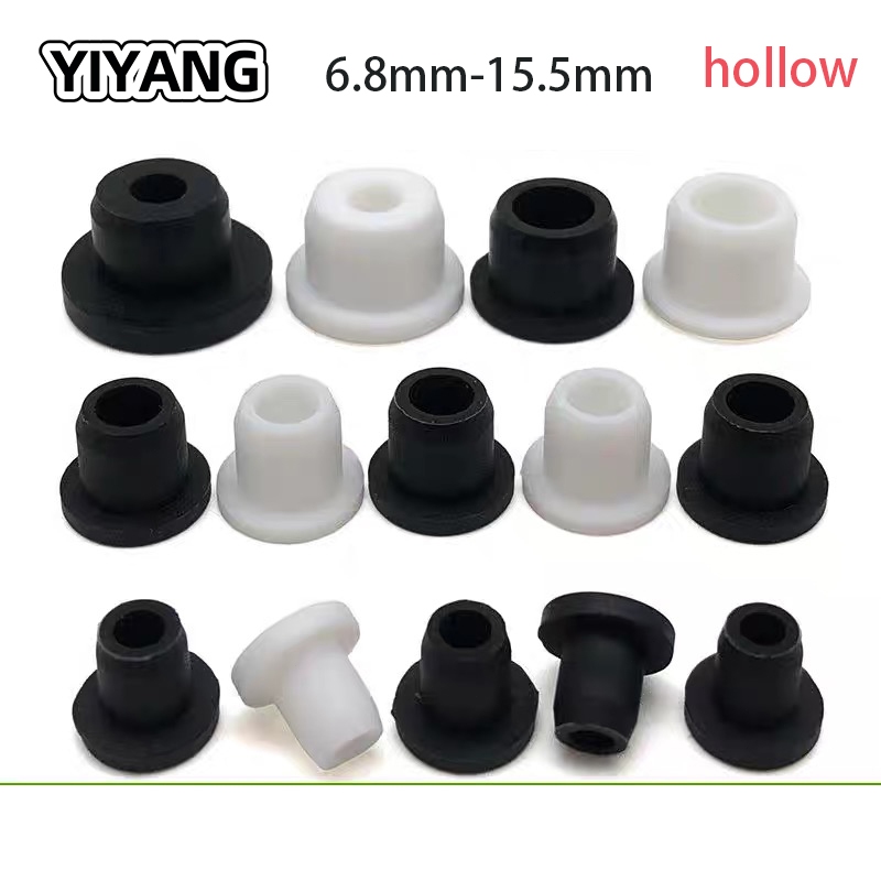 YIYANG Bore ขนาด 6.8 มม.-15.5 มม.T-type ปลั๊ก Hollow ยางซิลิโคนหมวกสีดํา/สีขาวรอบหลุมซีลปลั๊กฝาครอบ Blanking End Caps ปลั๊กกันฝุ่นซีล Stopper