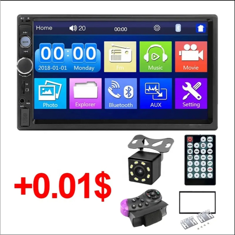 หน้าจอสัมผัสสากล 7010B กระจกย้อนกลับ Link เครื่องเสียงรถยนต์รีโมทคอนโทรลเพลงอัตโนมัติสเตอริโอ 2 Din 7 นิ้ว MP5 เครื่องเล่นวิทยุรถยนต์