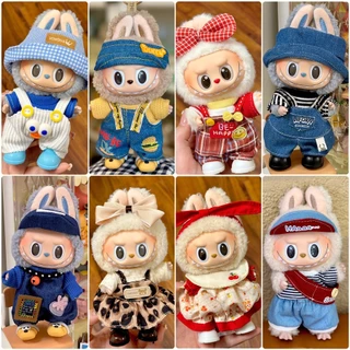 Labubu เสื้อผ้า 15 ซม.17 ซม. LabubuV1V2V3 ขนาดเล็ก Milan Arisa Macaron ตุ๊กตาหมวกเสื้อผ้าอุปกรณ์เสริม Labubu จี้ตุ๊กตาสวมใส่เสื้อกั๊กชุด