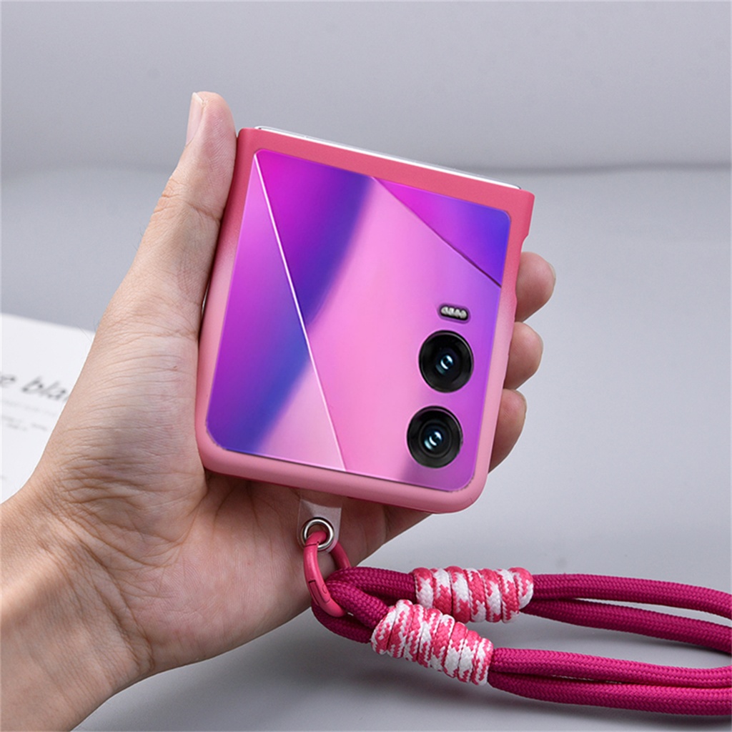 Sweet Classic Simple Gradient Pink Rose Red เคสโทรศัพท์พร้อมเชือกแบบพกพาสําหรับ Infinix Zero Flip In
