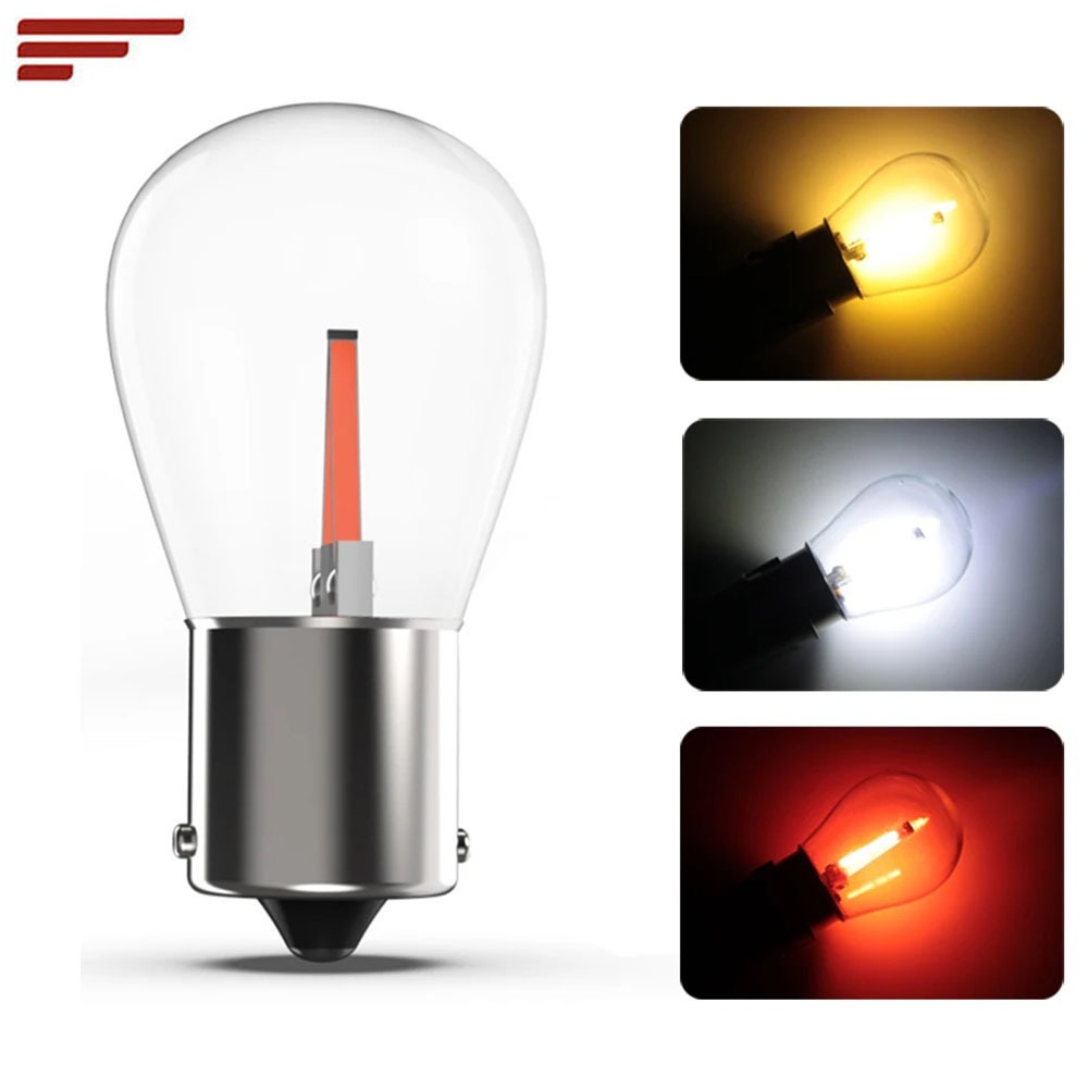 1pcs 1156 P21W BA15S 1157 BAY15D LED COB รถย้อนกลับหลอดไฟที่จอดรถไฟเบรคอัตโนมัติ 12V สีแดงสีขาวสีเหล