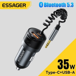 Essager USB-A + Type-C ที่ชาร์จแบตในรถ luetooth Receiver ไร้สายบลูทูธ 5.3 ไมโครโฟนในตัว