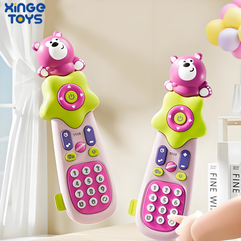XinGe ของเล่นดนตรีสําหรับเด็กโทรศัพท์จําลองระยะไกลพร้อมเสียงและแสงสําหรับเด็กเด็กเด็กวัยหัดเดินรีโมทคอนโทรล Mainan Bayi ของขวัญเด็กผู้หญิง