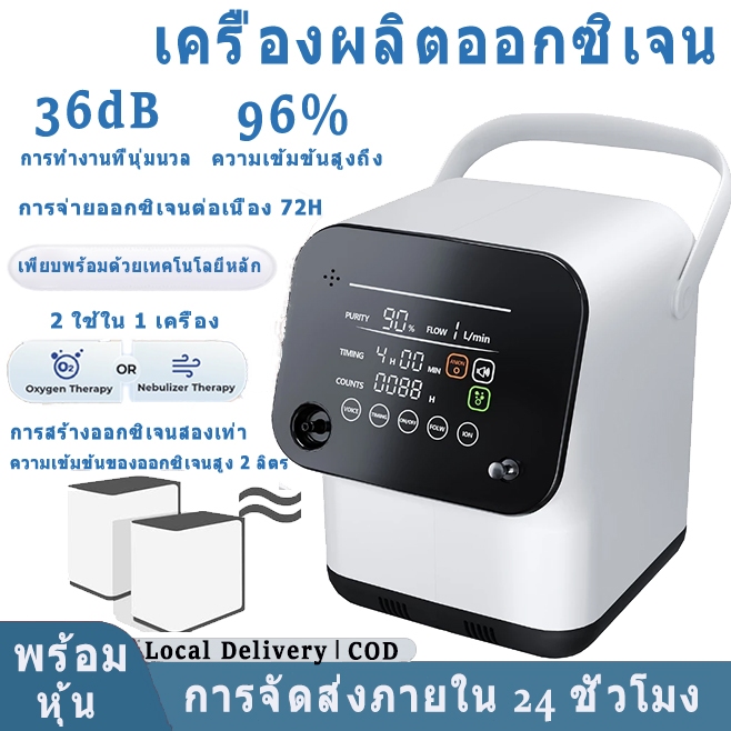 【จัดส่งในพื้นที่ COD】ZY-1S อัตราการไหลของออกซิเจนที่ปรับได้ 1-7L / นาที 2-in-1 เครื่องกําเนิดออกซิเจนในบ้านควบคุมอัจฉริยะใช้งานง่าย