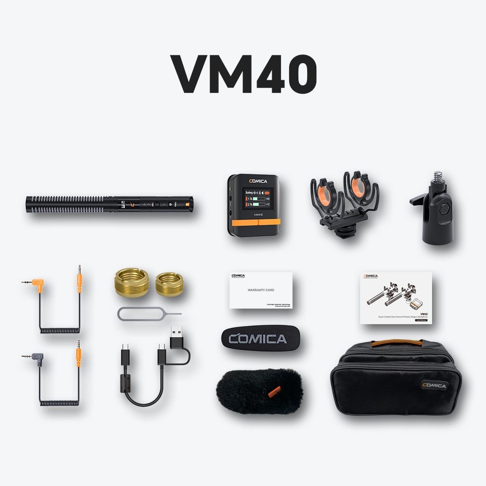 COMICA VM40 Dual-Channel Wireless Shotgun Microphone,On-Camera Mic พร้อมการบันทึกลอย 48kHz/32 บิต, โหมดคู่แบบมีสาย/ไร้สาย, บันทึกออนบอร์ด 32G, สําหรับกล้อง/สมาร์ทโฟน/PC - รูปที่ 7