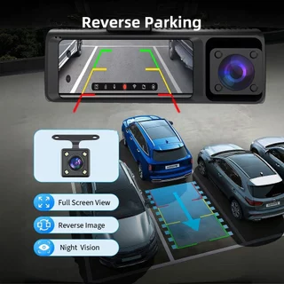 Joysync 3 ช่อง Dash Cam,2.5K ด้านหน้า/720P ภายใน/480P กล้องติดรถยนต์ด้านหลังพร้อมการควบคุม WiFi สําหรับรถยนต์,Dashcams พร้อม Night Vision,การบันทึก Loop,WDR,G-Sensor, จอภาพที่จอดรถ 24H