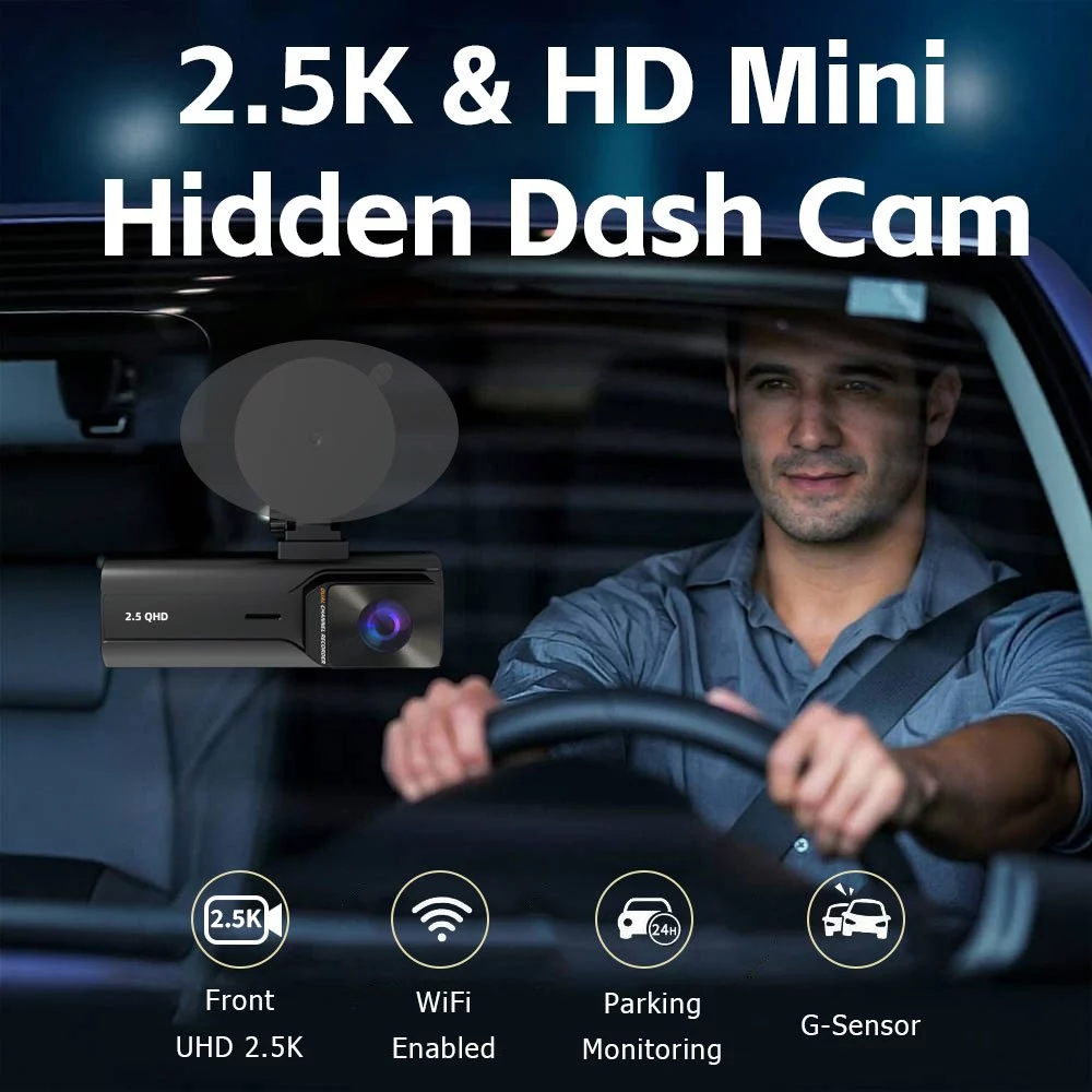 Joysync 3 ช่อง Dash Cam,2.5K ด้านหน้า/720P ภายใน/480P กล้องติดรถยนต์ด้านหลังพร้อมการควบคุม WiFi สําหรับรถยนต์,Dashcams พร้อม Night Vision,การบันทึก Loop,WDR,G-Sensor, จอภาพที่จอดรถ 24H thumbnail 4