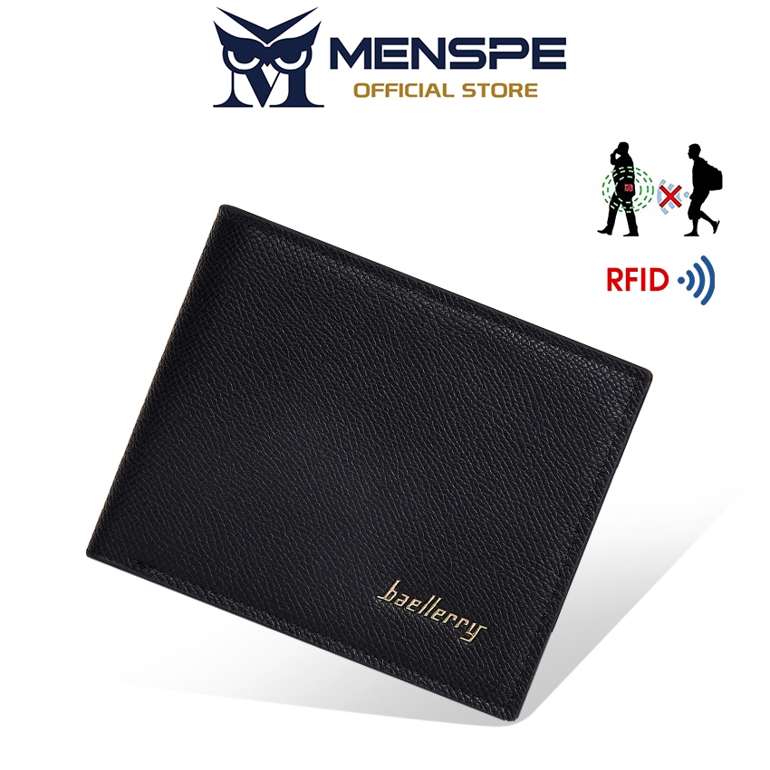 MENSPE Mens RFID Wallet Simple Short Soft PU Business Wallet Travel Coin Pouch