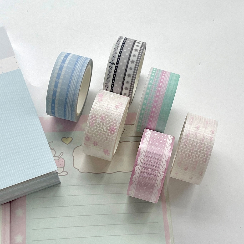PET Washi เทป 3M Kawaii สติ๊กเกอร์ตกแต่ง Scrapbooking วัสดุ DIY Journaling