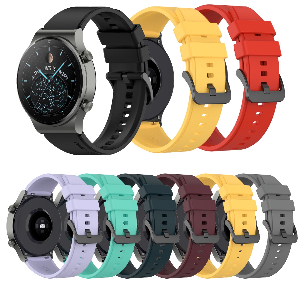 20 มม.22 มม.ซิลิโคนสําหรับ Huawei นาฬิกา GT5 GT3 GT4 SE GT2 GT2e Watch4 Watch3 Pro GT 2 3 4 2e 42 มม.43 มม.46 มม.สร้อยข้อมือสายรัดข้อมือกีฬา