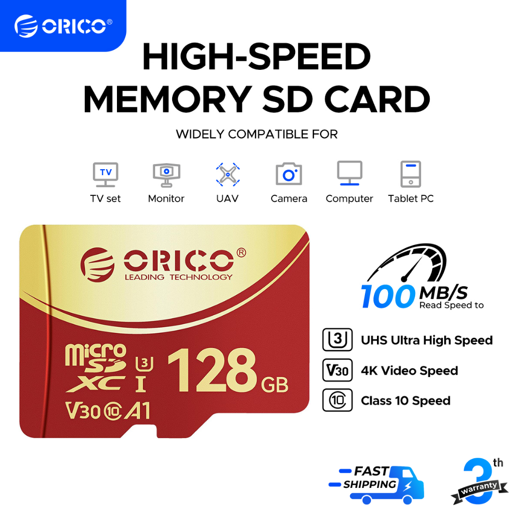 ORICO Micro SD card Class10 128GB เมมโมรี่การ์ด TF Card 4K High Speed Flash Memory Cards (ORICO-C3)