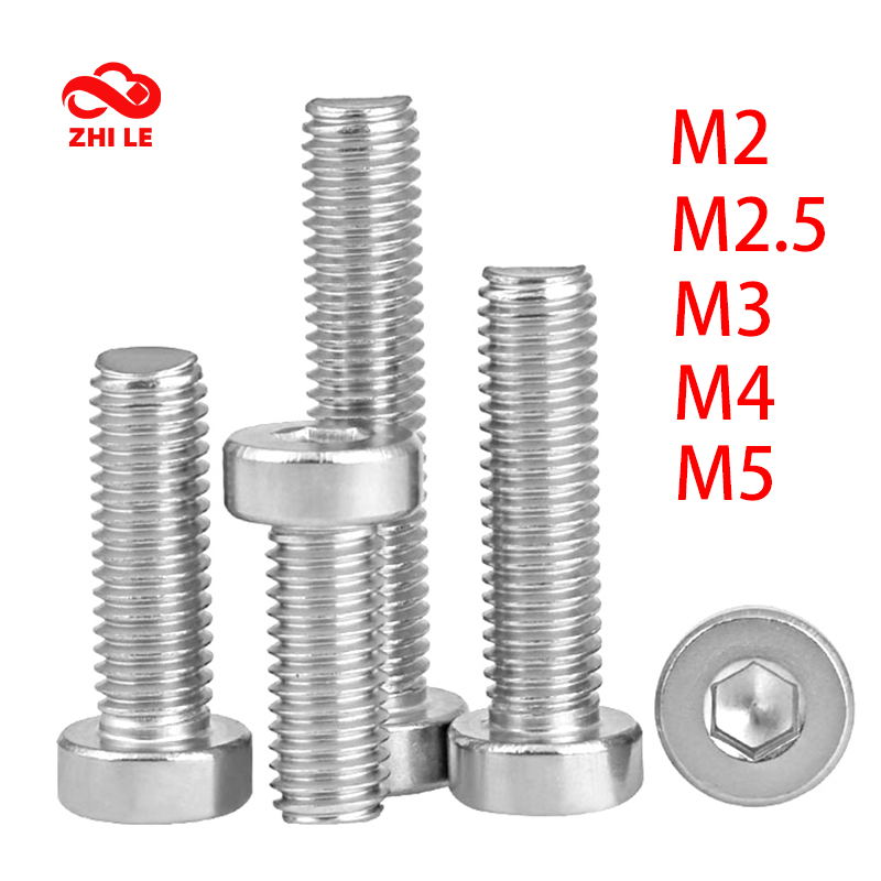 M2-M5 ซ็อกเก็ตบางต่ําสั้นโปรไฟล์หัวหกเหลี่ยมหมวกสลักเกลียว 304 สแตนเลสสกรูคอมพิวเตอร์ชุด Hex Metal Bolt Allen สกรูผนัง DIN7984 M3 M4