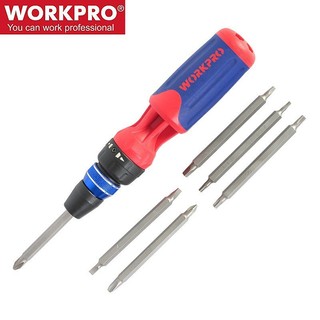 WORKPRO12 in 1 Ratchet Quick เปลี่ยนไขควง Quick Release Self-Locking Chuck S2 บิต 6.35 รังผึ้ง Rubberized ขนาดใหญ่ Handle