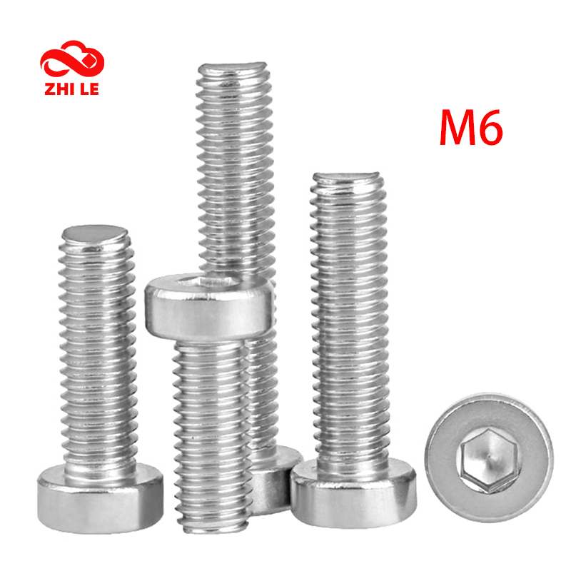 M6 ซ็อกเก็ตบางต่ําสั้นโปรไฟล์หัวหกเหลี่ยมหมวกสลักเกลียว 304 สแตนเลสสกรูคอมพิวเตอร์ชุด Hex Metal Bolt Allen Wall สกรู DIN7984