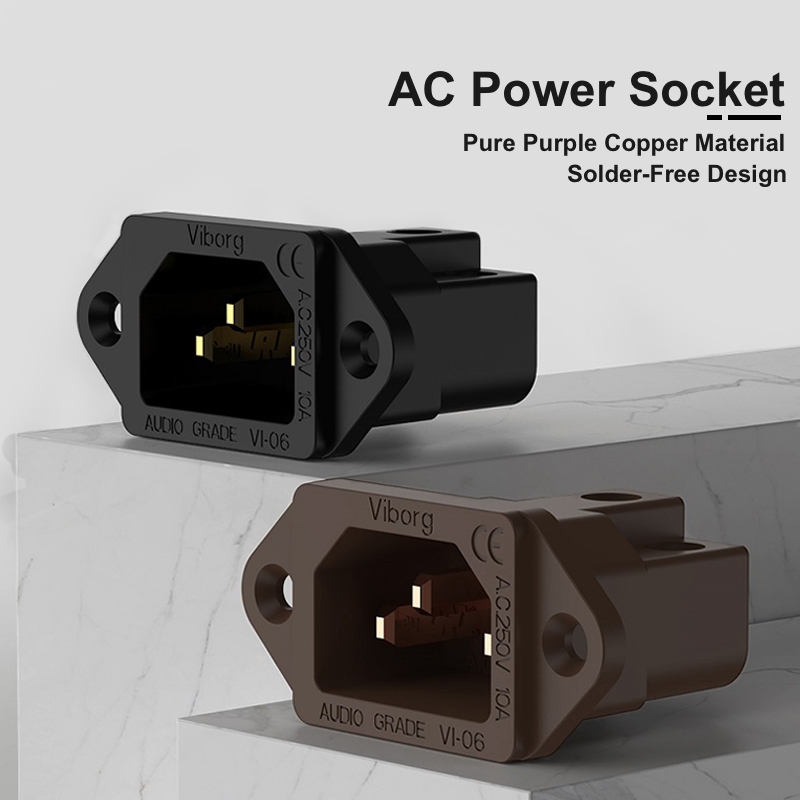 Viborg Solderless ทองแดงบริสุทธิ์ Gold-Plated Rhodium-Plated IEC Power Connector สําหรับ HiFi Amplifier & Tube Amp AC Power Socket