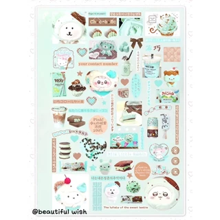สมุดสติกเกอร์สไตล์นุ่มนวลหวาน วัสดุ DIY ตกแต่งสมุดไดอารี่ เคสโทรศัพท์ และถ้วยน้ำ