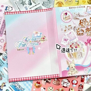 สมุดสติกเกอร์สไตล์นุ่มนวลหวาน วัสดุ DIY ตกแต่งสมุดไดอารี่ เคสโทรศัพท์ และถ้วยน้ำ