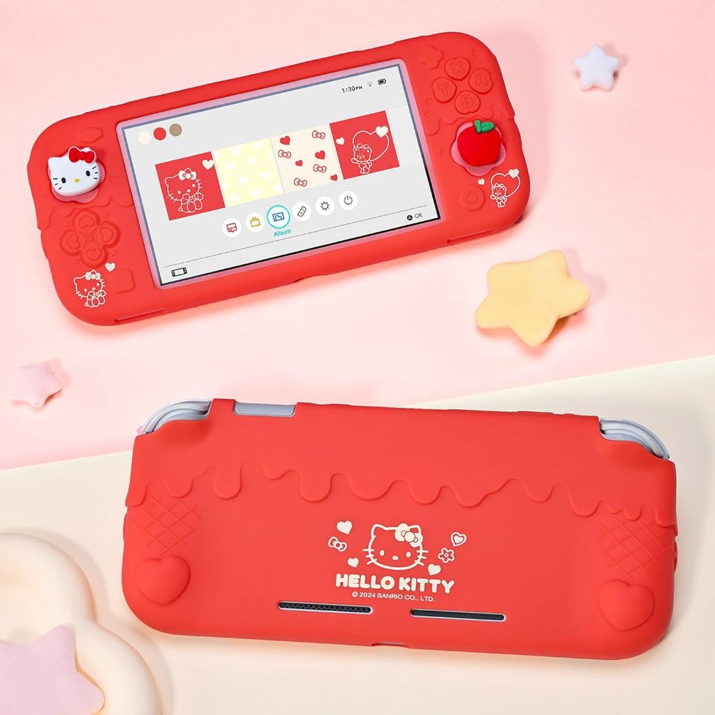 Kuitmor Switch Lite เคสป้องกัน,เปลือกป้องกันซิลิโคนอ่อนนุ่ม,เคสป้องกันรอยขีดข่วนสําหรับ Switch Lite พร้อมหมวกจับนิ้วหัวแม่มือ 2 อัน