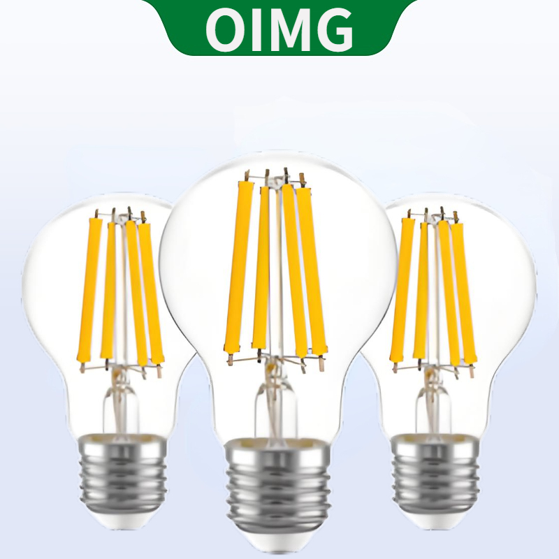 OIMG E27 4W 6W 8W 12W คุณภาพสูง Edison หลอดไฟ LED Vintage โคมไฟสีเหลือง Retro LED Filament หลอดไฟ 220V A60
