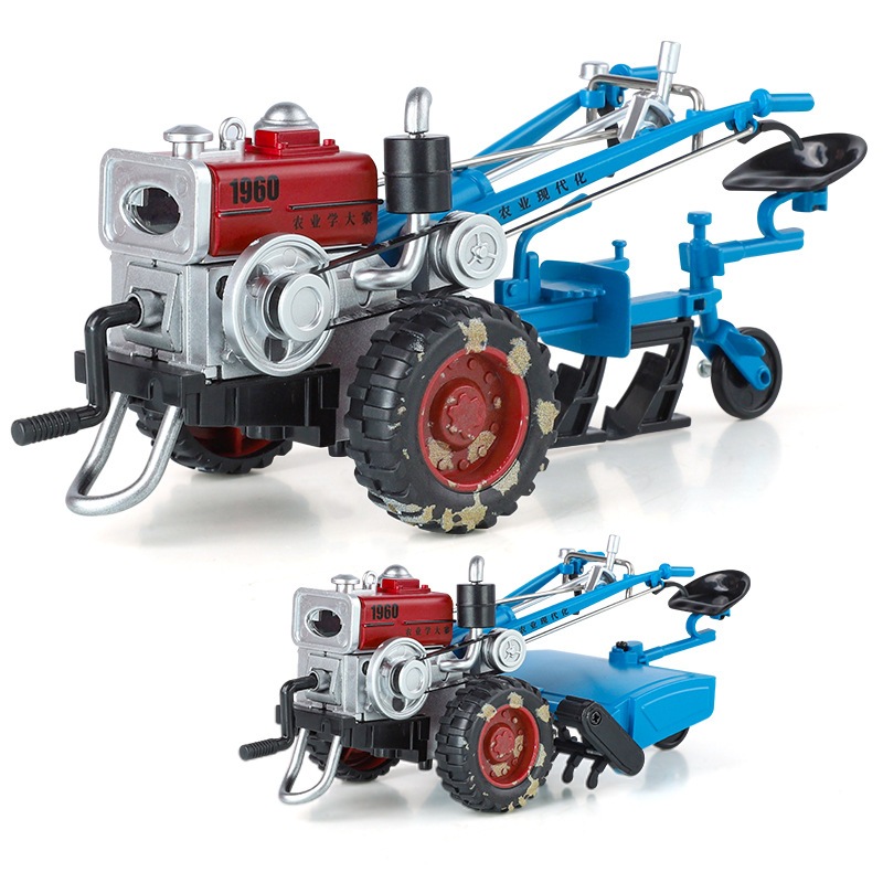 1/24 Scale Retro Hand-guided สันเขา ploughing รถแทรกเตอร์/โรตารี่ไถพรวนรถโลหะผสมสะสมของเล่นของขวัญสําหรับเด็ก